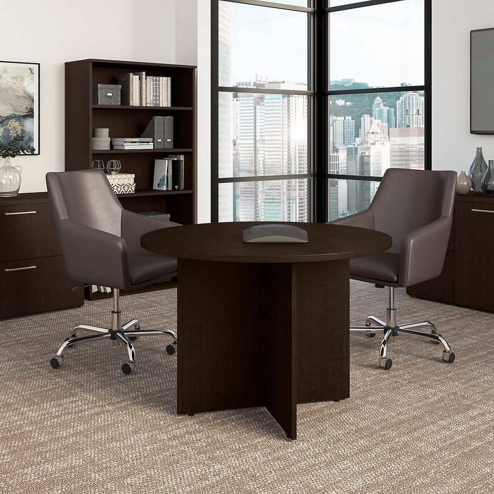 Bush Business Furniture 42W Round Conference Table with Wood Base