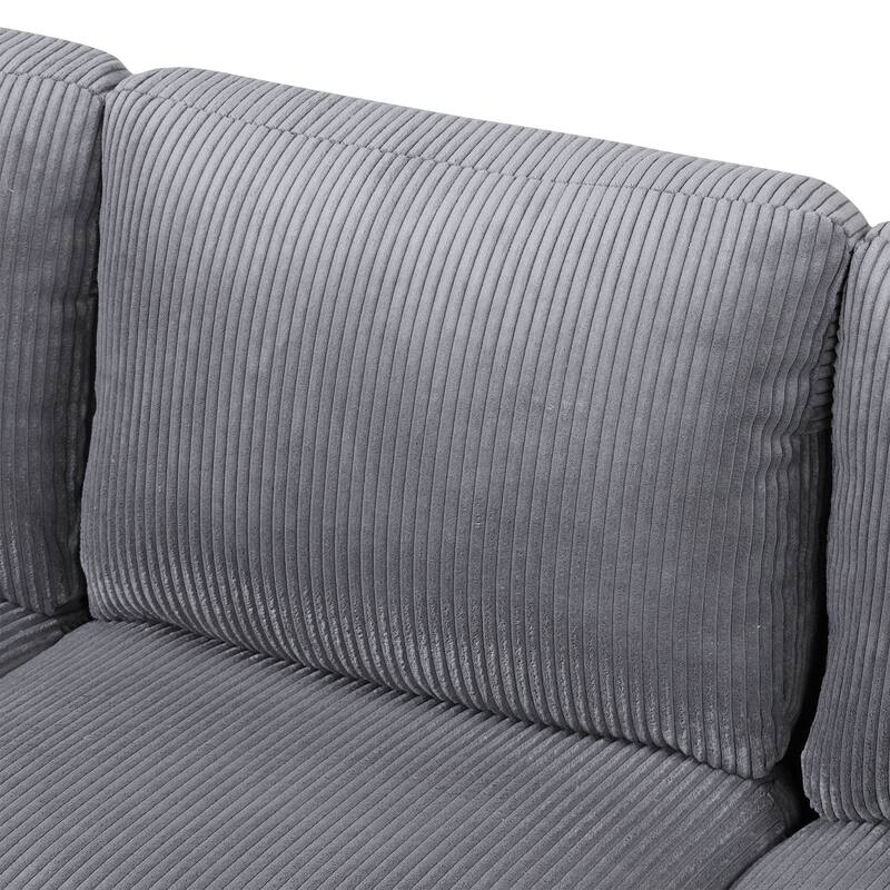 Grey 103'' Versatile U-Shaped 4-Seat Sectional Sofa with 2 Chaises, Solid Wood Legs, and Spacious Seating Areas