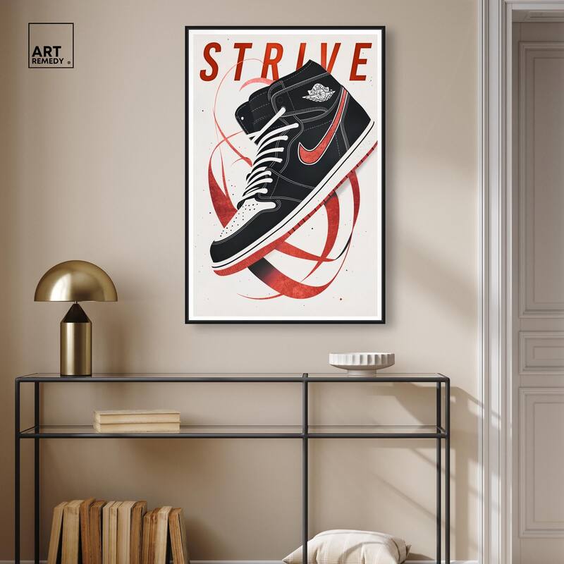 Red Ribbon Sneaker Canvas by Art Remedy