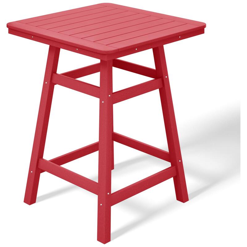 Laguna Hdpe All Weather Outdoor Patio 30" Square Counter Bistro Table - Red