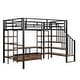 preview thumbnail 9 of 11, Full Size Metal Loft Bed with Low Storage Table and Shelves, Black