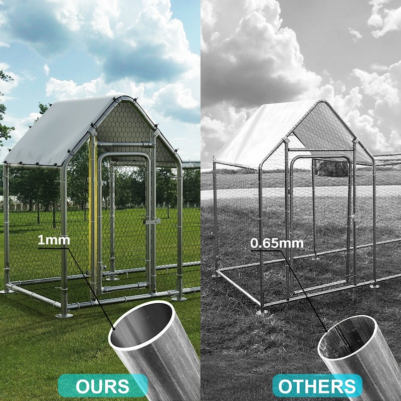 BOSSIN Bold Chicken Coop Run Large Metal Chicken Pen Outdoor,Poultry Cage Heavy Duty Walkin for Yard with Waterproof