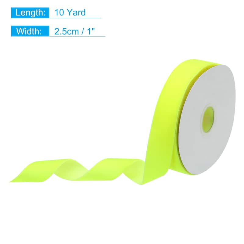 Velvet Ribbon Single Face Spool Silky for Gift Wrapping Bow Decoration - Bright Yellow - 1 Inch x 10 Yard