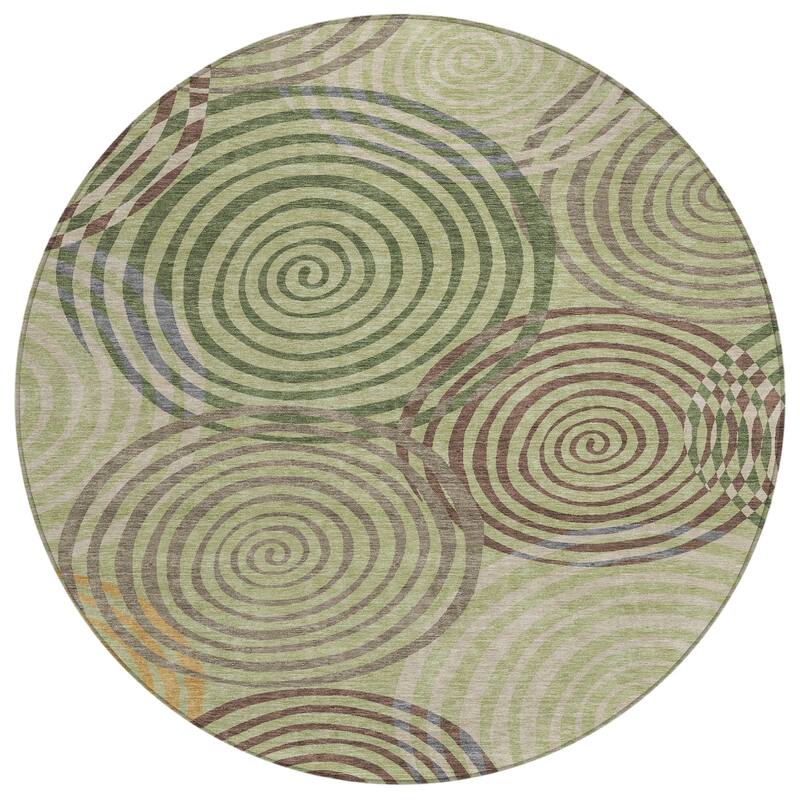 Machine Washable Indoor/ Outdoor Contemporary Swirls Chantille Rug