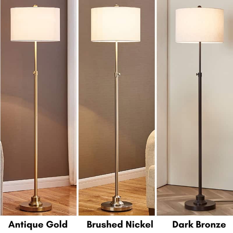 KAWOTI 63.5" Standard Adjustable Floor Lamp with Fabric Linen Shade