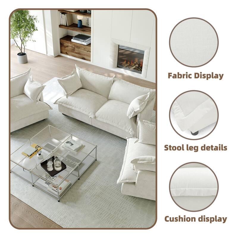 Comfy Cloud Oversized Chenille Modular Sectional Sofa Armchair Set