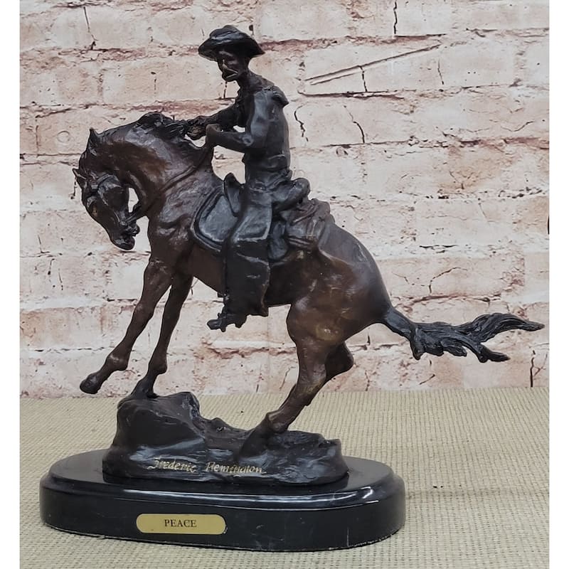 Peace Frederic Remington Bronze Desktop Statue Sculpture Western Cowboy 10 Inches X 10 Inches
