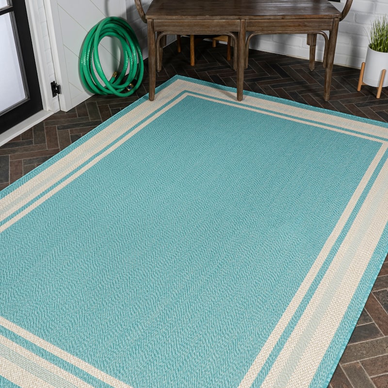 JONATHAN Y Haynes Modern Border Stripe Indoor/Outdoor Area Rug