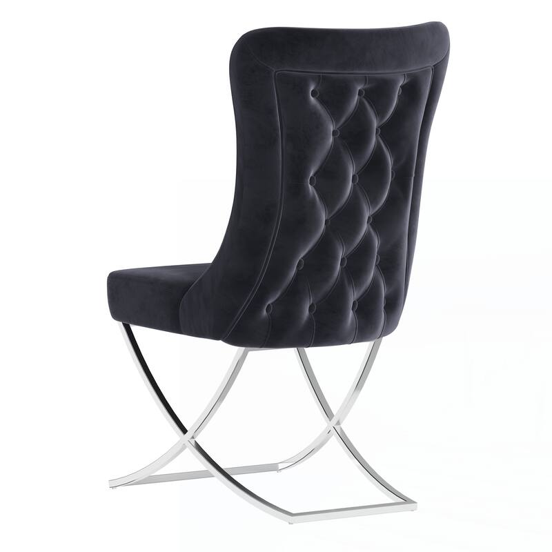 Upholstered Silver Legged Dining Chair, Set of 2