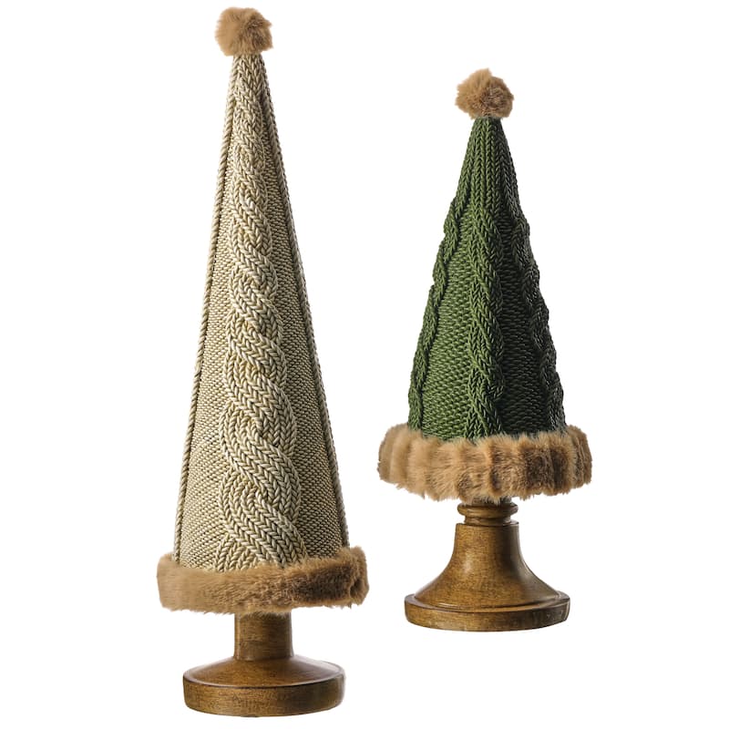 13-16.5" Resin Cable Knit Tree Set of 2