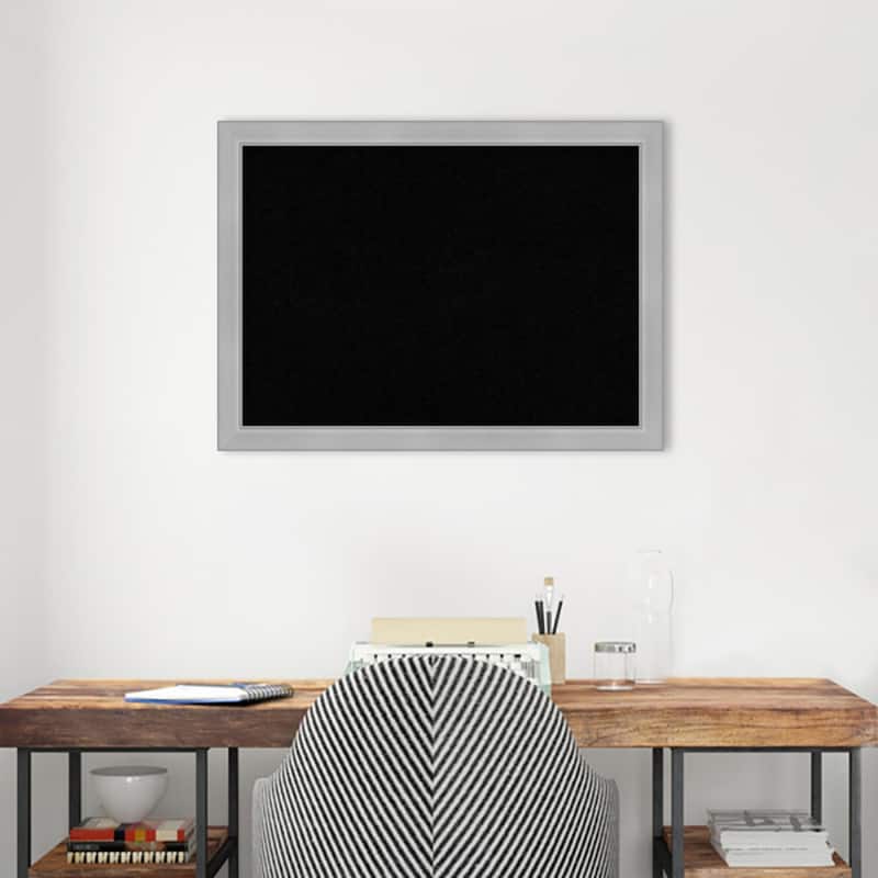 Vista Brushed Nickel Narrow Framed Black Corkboard Bulletin Board