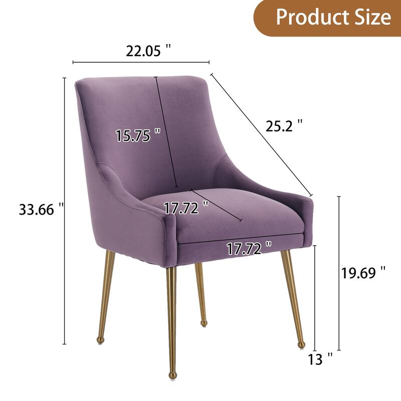 Clihome Stainless Steel Frame Dining Velvet Side Chairs(Set of 2)