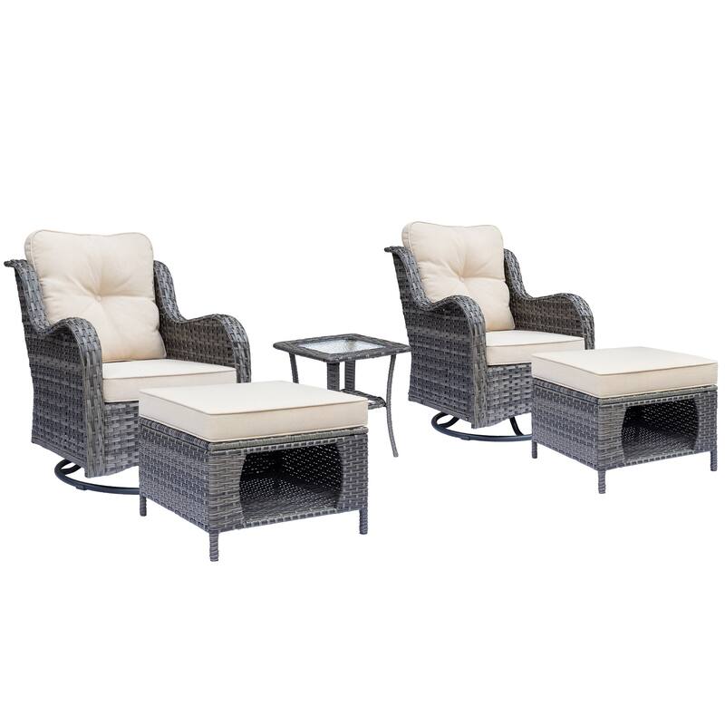 Rattan Wicker Outdoor Patio Conversation Sets with Swivel Rocker Chair