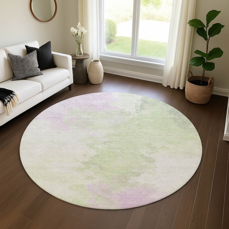 Premium Washable Super Soft Abstract Modern Mayfield Rug - Aloe - 8' x 8'