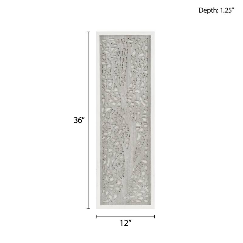 Laser Cut Tree Framed Panel Wall Decor - Grey