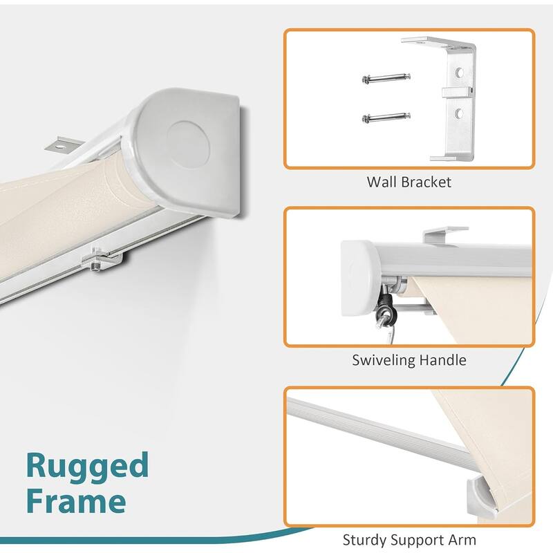 MCombo Patio Window Awnings 50''x55'', Fully Assembled Manual Retractable Sunshade Canopy