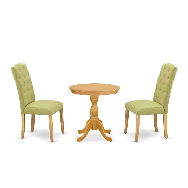 3-Piece Natural Oak Finish Solid Wood Top - Dining Room Set - Seats 4
