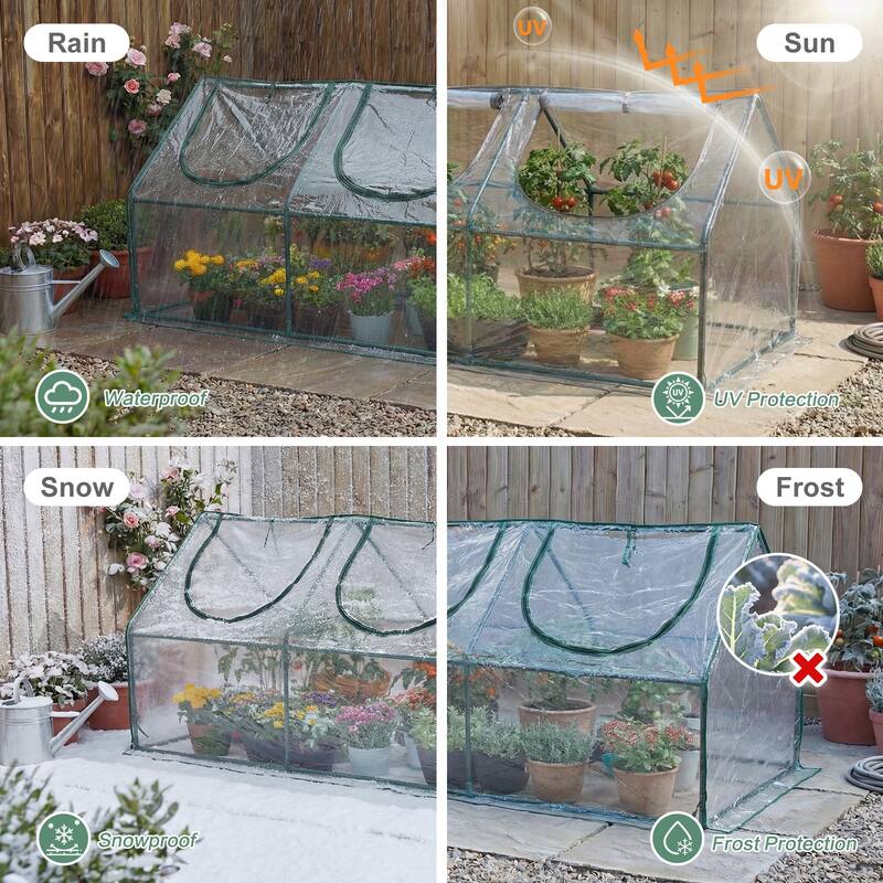 Aoodor Mini Greenhouse with 2 Zipper Doors,