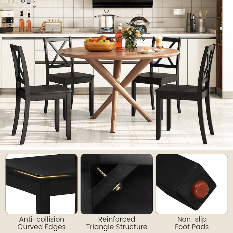 Gymax Dining Chair Set of 4 Kitchen Side Chairs w/ Rubber Wood Legs &