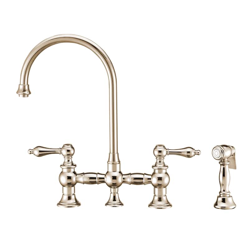Whitehaus WHKBTLV3-9101-NT Vintage III Plus 1.5 GPM Widespread Bridge - Polished Nickel
