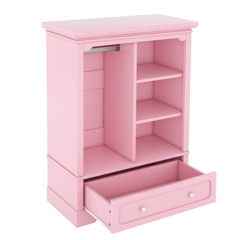 Kids Dress up Storage with Handing Rod and Shelves,Kids Armoire Dresser,Costume Closet,Pretend Storage Closet for Kids