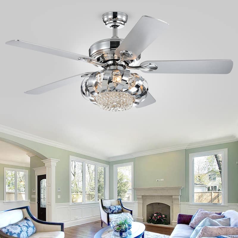 Silver Orchid Ince Chrome 52-inch 5-Blade Lighted Ceiling Fan (Includes Remote)