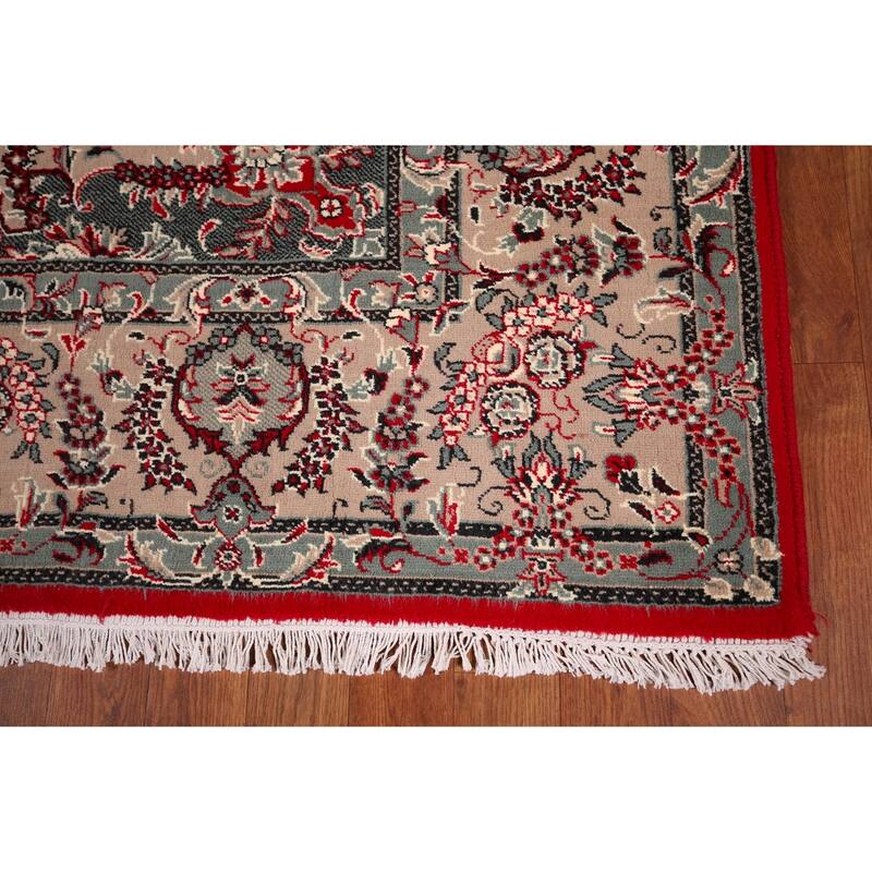 Red Medallion Kashan Turkish Rug Machine-Made Floral Carpet - 6'4" x 9'8"