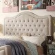 preview thumbnail 2 of 13, Moser Bay Olivia Linen Waved Top Upholstery Button-tufted Panel Bed with Tall Footboard