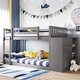 preview thumbnail 1 of 7, Gray Pine Wood Bunk Bed with 4 Drawers, 3 Shelves, and Built-in Ladder Twin over Twin - Gray