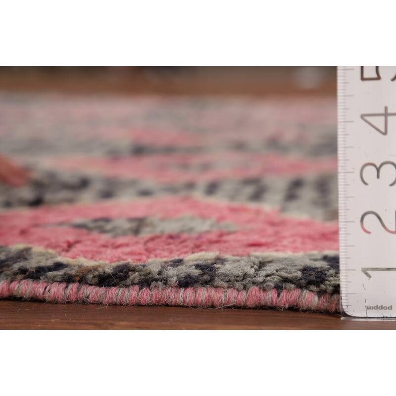 All-Over Geometric Moroccan Area Rug Handmade Wool Carpet - 5'10" x 9'7"