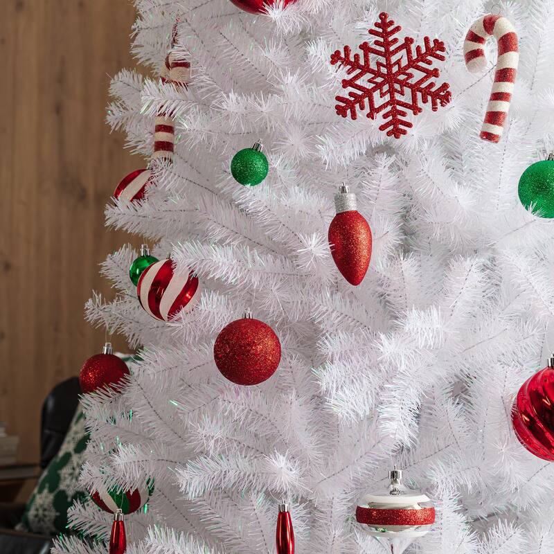 Glitzhome 7.5ft/9ft Shimmering Tinsel Pink Slim Pencil Fir Artificial Christmas Trees