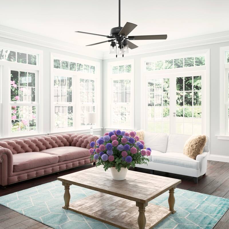 Hunter 52" Hartland Ceiling Fan with 3-Light LED Light and Pull Chains - Farmhouse, Transitional