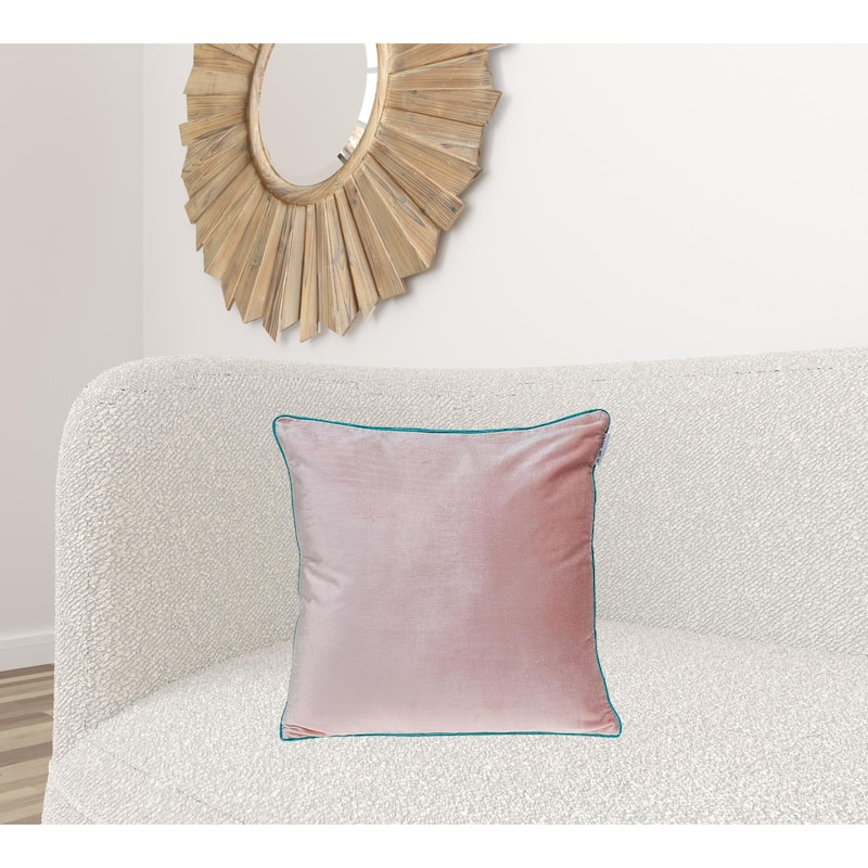 Pink and White Reversible Velvet Throw Pillow