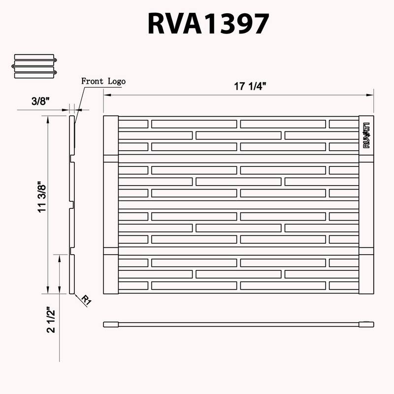 Ruvati Black Silicone Foldable Drying Rack for Workstation Sinks Trivet Window Pane Design - RVA1397