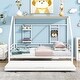preview thumbnail 3 of 12, Full Metal House Bed with Trundle, Sturdy Bedframe w/Built-in Shelf and Grid for Kids Bedroom, Dorm, No Box Spring Needed, White