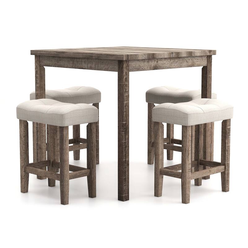Yili Transitional Grey Wood 5-Piece Counter Height Dining Set with Stools by Furniture of America