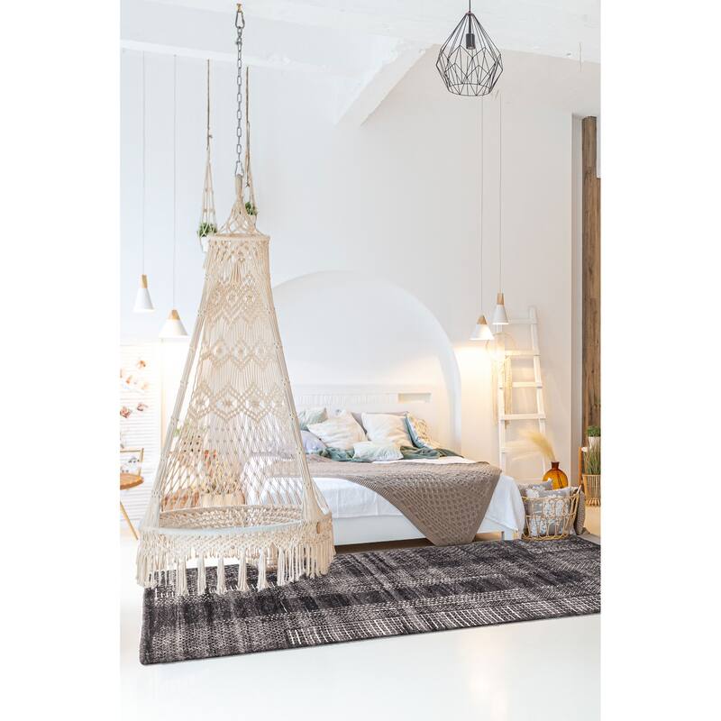 ECARPETGALLERY Hand-knotted Tangier Dark Grey Wool Rug - 5'1 x 8'3