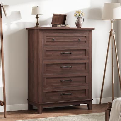 41.3" Tall Vertical Freestanding 5 Drawer Dresser for Living Room, Bedroom, Entryway