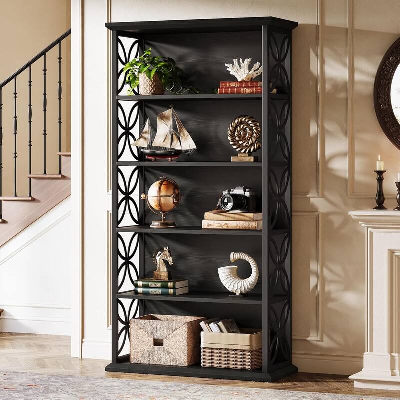 71 Inches Industrial Bookcase with Metal Frame