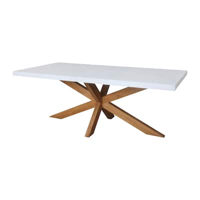 Outdoor Teak Patio Dining Table with Polystone Top