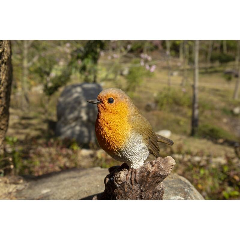 Battery Operated Singing Robin Outdoor Garden Statue - 5.25"