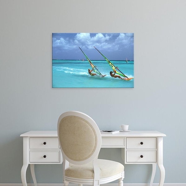 Easy Art Prints James Kay's 'Aruba Windsurfing Pair' Premium Canvas Art