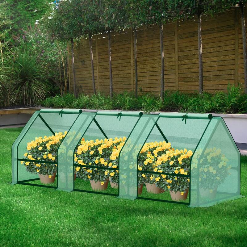 Aoodor Mini Greenhouse with 2 Zipper Doors,