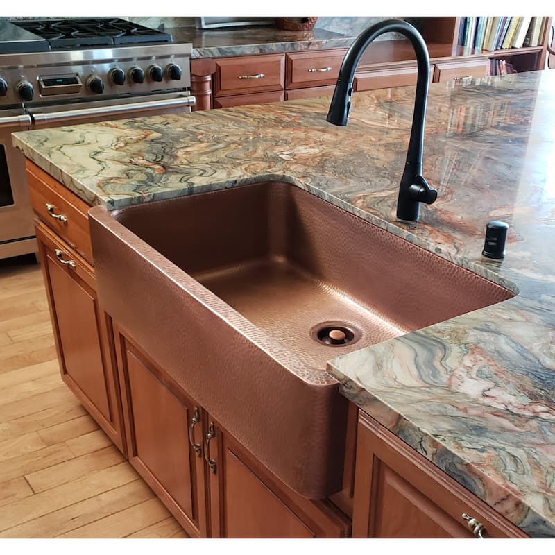 Adams Copper 36" Single Bowl Farmhouse Apron Front Undermount Kitchen Sink