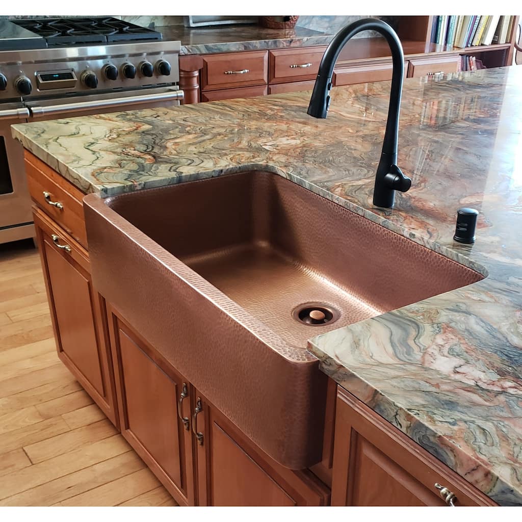 Adams Copper 36" Single Bowl Farmhouse Apron Front Undermount Kitchen Sink
