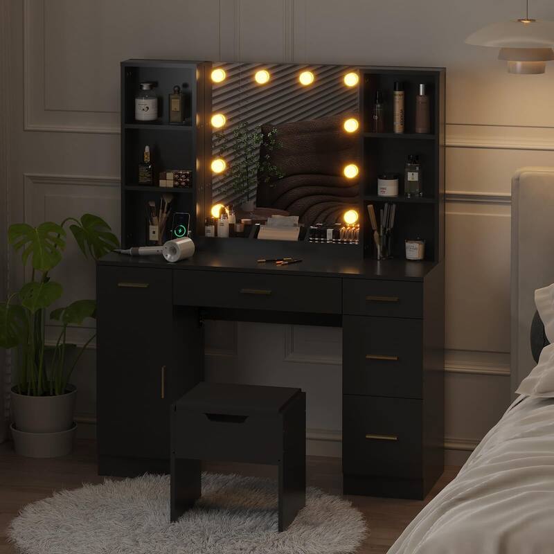 Vanity Desk with Led Lighted Mirror