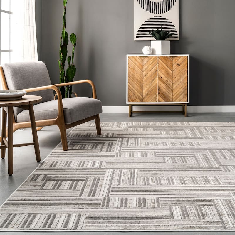 Nuloom Violet Modern Abstract Linework Area Rug