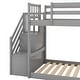 preview thumbnail 12 of 11, Twin over Twin Bunk Bed Wood Guardrail Bed with Convertible Slide and Storage Stairway Kids Teens
