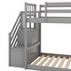 preview thumbnail 12 of 24, Twin over Twin Bunk Bed with Slide, Stairway, and Storage Shelves, Grey