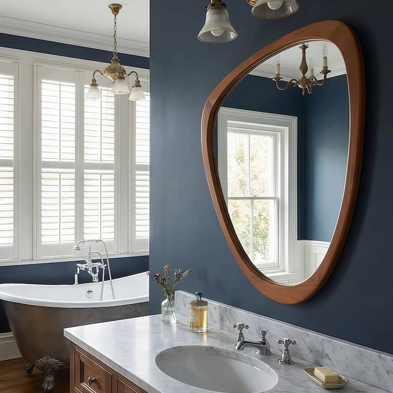 20"x30" Irregular Solid Wood Frame Decorative Mirror,For Bedroom, Bathroom, Living Room, Entryway